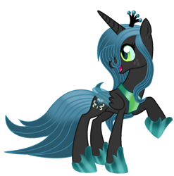 Size: 1218x1235 | Tagged: safe, artist:harmonicdreemur1308, imported from derpibooru, queen chrysalis, alicorn, changedling, changeling, pony, base used, crown, female, freckles, hoof shoes, jewelry, looking back, mare, peytral, purified chrysalis, regalia, simple background, solo, white background