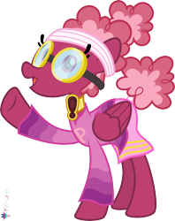 Size: 4000x5046 | Tagged: safe, alternate version, artist:melisareb, imported from derpibooru, part of a set, pegasus, pony, .svg available, absurd resolution, alphabet lore, choker, clothes, curly hair, female, gem, goggles, gold, headband, long sleeved shirt, long sleeves, looking at you, mare, open mouth, p, ponified, raised hoof, scrunchie, shirt, simple background, skirt, solo, species swap, super p, tail, thin, transparent background, vector, wings