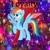 Size: 900x900 | Tagged: safe, artist:aaliyah_rosado, artist:mandopony, artist:user15432, imported from derpibooru, part of a set, rainbow dash, pegasus, pony, bokeh, element of loyalty, gradient background, loyalty, open mouth, open smile, rainbow background, raised hoof, smiling, solo, sparkles, sparkly background