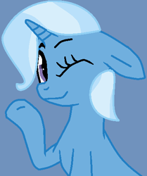 Size: 391x468 | Tagged: safe, artist:jadeharmony, artist:twily-sweetie16, imported from derpibooru, trixie, pony, unicorn, base used, blue background, cute, diatrixes, female, mare, one eye closed, raised hoof, simple background, solo, wink