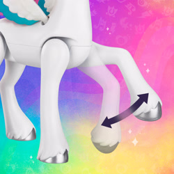 Size: 3000x3000 | Tagged: safe, imported from derpibooru, zipp storm, pegasus, pony, g5, gradient background, legs, official, pictures of legs, rainbow background, solo, style of the day, toy