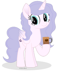 Size: 4857x5775 | Tagged: safe, artist:suramii, imported from derpibooru, oc, oc only, oc:dragon heart, alicorn, pony, absurd resolution, coffee mug, female, mare, mug, simple background, solo, transparent background