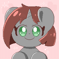 Size: 200x200 | Tagged: safe, artist:typhwosion, imported from derpibooru, oc, oc only, oc:zoozy brew, pony, unicorn, animated, avatar, blush sticker, blushing, cute, cute little fangs, fangs, heart, heart eyes, open mouth, open smile, pixel art, smiling, solo, sparkly eyes, wingding eyes