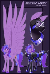 Size: 1389x2048 | Tagged: safe, artist:parrpitched, imported from derpibooru, oc, oc:starshine bomber, pegasus, clothes, fireheart76's latex suit design, gloves, kink, large wings, latex, latex boots, latex gloves, latex suit, pegasus oc, prisoners of the moon, reference sheet, rubber, rubber suit, wings