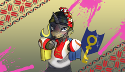 Size: 3667x2093 | Tagged: safe, artist:zlatdesign, imported from derpibooru, oc, oc:onyx lockheart, unicorn, floral head wreath, flower, helmet, horn, male, traditional clothing, ukraine, ukranian, unicorn oc