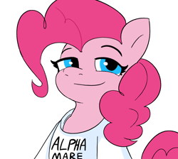 Size: 2271x2034 | Tagged: safe, artist:tjpones, imported from derpibooru, pinkie pie, earth pony, pony, alpha, clothes, female, high res, lidded eyes, looking at you, mare, shirt, simple background, smiling, smiling at you, solo, white background