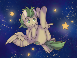 Size: 1280x960 | Tagged: safe, artist:sinclair2013, imported from derpibooru, oc, oc only, oc:pistachio, pegasus, pony, butt, plot, solo, stars