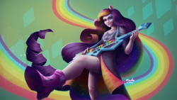 Size: 3840x2160 | Tagged: safe, artist:noashank, imported from derpibooru, rarity, human, equestria girls, rainbow rocks, female, guitar, musical instrument, rainbow rocks outfit, solo