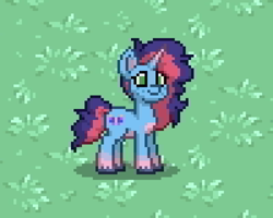 Size: 1500x1200 | Tagged: safe, imported from derpibooru, pony, unicorn, pony town, alternate design, alternate hairstyle, bridlewoodstock, g5, game, grass, grass field, misty, smiling