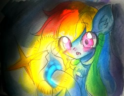 Size: 1912x1485 | Tagged: safe, artist:applejack_yokai, imported from derpibooru, rainbow dash, pegasus, pony, female, solo, traditional art, watercolor painting