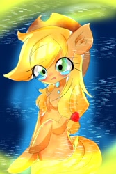 Size: 1632x2448 | Tagged: safe, artist:applejack_yokai, imported from derpibooru, applejack, earth pony, pony, crying, female, solo