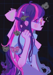 Size: 1460x2048 | Tagged: safe, artist:yoona0_, imported from derpibooru, twilight sparkle, human, equestria girls, female, glasses, solo