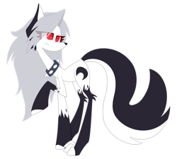 Size: 1280x1150 | Tagged: safe, artist:scridley_arts, imported from derpibooru, demon, demon pony, hellhound, original species, pony, choker, coat markings, disguise, disguised demon, disguised hellhound, eye clipping through hair, fluffy tail, hair over one eye, hellhound pony, helluva boss, leg fluff, loona (helluva boss), moon, paws, ponified, red eyes, simple background, socks (coat markings), tail, tail fluff, transparent background, white mane