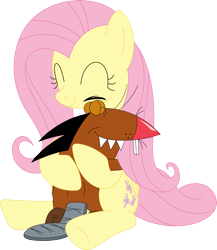 Size: 3087x3549 | Tagged: safe, artist:porygon2z, imported from derpibooru, fluttershy, beaver, pony, angry beavers, daggett doofus beaver, hug, simple background, transparent background