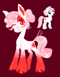 Size: 1280x1644 | Tagged: safe, artist:webkinzworldz, imported from derpibooru, nurse redheart, earth pony, pony, red background, redesign, simple background, solo