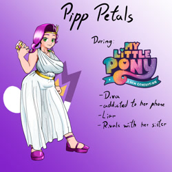 Size: 1080x1080 | Tagged: safe, artist:jackudoggy, imported from derpibooru, pipp petals, human, big breasts, breasts, busty pipp petals, cellphone, chubby, clothes, g5, gradient background, greek clothes, headcanon, humanized, my little pony: a new generation, pale skin, phone, solo