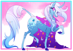 Size: 4960x3508 | Tagged: safe, artist:liechisenshi, imported from derpibooru, trixie, unicorn, braid, cape, clothes, eyeshadow, makeup, one eye closed, wink