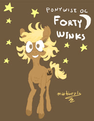 Size: 2480x3220 | Tagged: safe, artist:martinezls, imported from derpibooru, oc, oc only, oc:forty winks, earth pony, pony, brown background, simple background, solo, stars