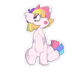 Size: 1080x1080 | Tagged: safe, artist:socklout, imported from derpibooru, toola roola, earth pony, pony, g3, simple background, sitting, solo, tongue out, transparent background