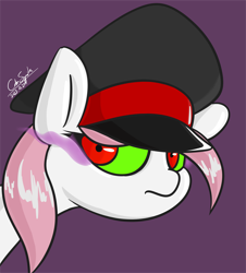 Size: 2898x3200 | Tagged: safe, artist:cdrspark, imported from derpibooru, oc, oc only, oc:sugar morning, pegasus, cap, clothes, female, hat, military uniform, pegasus oc, simple background, solo, sombra eyes, uniform