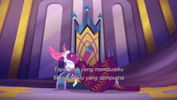 Size: 3072x1727 | Tagged: safe, imported from derpibooru, screencap, opaline arcana, alicorn, pony, spoiler:g5, spoiler:my little pony: tell your tale, spoiler:tyts01e50, female, g5, indonesian, mare, my little pony: tell your tale, opaline (song), opaline alone, open mouth, open smile, smiling, solo, subtitles