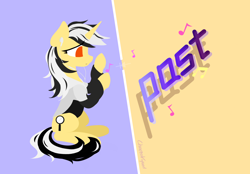 Size: 2360x1640 | Tagged: safe, artist:行豹cheetahspeed, imported from derpibooru, oc, oc:autumn trace, pony, unicorn, black and white, grayscale, horn, music, music notes, orange eyes, past, yellow skin