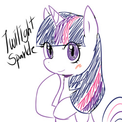 Size: 1000x1000 | Tagged: safe, artist:maren, imported from derpibooru, twilight sparkle, pony, unicorn, 2012, bust, female, looking at you, mare, old art, simple background, sitting, solo, unicorn twilight, white background