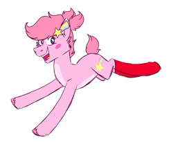 Size: 1100x900 | Tagged: safe, artist:fuckomcfuck, imported from derpibooru, oc, oc only, oc:kirby, earth pony, pony, clothes, hairclip, male, pigtails, simple background, socks, solo, starry eyes, transparent background, wingding eyes