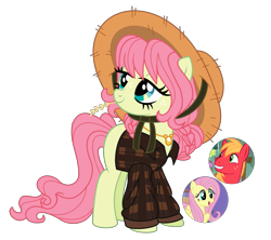 Size: 1961x1743 | Tagged: safe, artist:interstellar-quartz, imported from derpibooru, big macintosh, fluttershy, oc, earth pony, pony, base used, clothes, earth pony oc, female, fluttermac, freckles, hat, jewelry, lidded eyes, looking up, male, mare, necklace, offspring, parent:big macintosh, parent:fluttershy, parents:fluttermac, plaid shirt, screencap reference, shipping, shirt, simple background, smiling, straight, straw hat, straw in mouth, transparent background, turned head