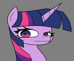 Size: 1465x1207 | Tagged: safe, artist:greenybeanz, imported from derpibooru, twilight sparkle, alicorn, pony, bust, female, gray background, reaction image, simple background, solo, twilight sparkle (alicorn)