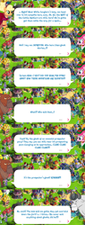 Size: 2048x5377 | Tagged: safe, imported from derpibooru, angus mcsteer, applejack, pinkie pie, bull, earth pony, pony, bandana, bowler hat, clothes, cloven hooves, dialogue, dialogue box, dress, english, event, feather, female, gameloft, hairband, hat, horns, jersey shore, male, mare, mobile game, my little pony: magic princess, numbers, official, speech bubble, text