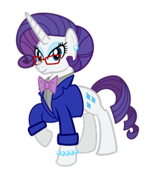 Size: 1047x1245 | Tagged: safe, artist:disneymarvel96, imported from derpibooru, rarity, unicorn, flurry heart's story, alternate design, bowtie, bracelet, clothes, ear piercing, earring, female, glasses, jacket, jewelry, older, older rarity, piercing, png, simple background, solo, suit, transparent background, vector