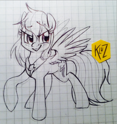 Size: 752x801 | Tagged: safe, artist:kluzart, imported from derpibooru, rainbow dash, pony, graph paper, quadrupedal, solo, traditional art