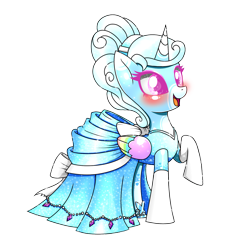 Size: 1637x1730 | Tagged: safe, artist:questionmarkdragon, imported from derpibooru, oc, oc only, alicorn, pony, alicorn oc, blushing, clothes, dress, evening gloves, female, gloves, horn, long gloves, makeup, mare, raised hoof, simple background, smiling, solo, transparent background, wings