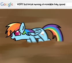 Size: 500x436 | Tagged: safe, artist:omelettepony, rainbow dash, pegasus, pony, eye clipping through hair, female, folded wings, google search, mare, meme, motion blur, open mouth, ponified meme, solo, wings