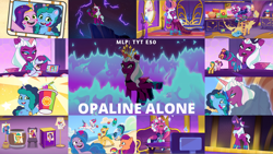 Size: 1974x1111 | Tagged: safe, edit, edited screencap, editor:quoterific, imported from derpibooru, screencap, hitch trailblazer, izzy moonbow, opaline arcana, pipp petals, sunny starscout, zipp storm, alicorn, dragon, earth pony, pegasus, pony, raccoon, unicorn, spoiler:g5, spoiler:my little pony: tell your tale, spoiler:tyts01e50, baby, baby dragon, crown, female, figurine, fire, g5, hair curlers, hat, jewelry, lightning, male, mane five (g5), mare, misty brightdawn, my little pony: tell your tale, opaline alone, raccoonicorn, regalia, smoothie, sparky sparkeroni, stallion, sunglasses