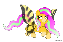 Size: 4257x2852 | Tagged: safe, artist:lynnthenerdkitty, imported from derpibooru, oc, oc only, oc:radiant morning shine, flutter pony, pony, butterfly wings, flying, simple background, solo, transparent background, wings, worried