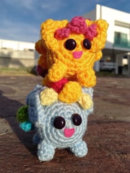 Size: 2250x2999 | Tagged: safe, artist:casquitos kawaii, imported from derpibooru, rainbow dash, scootaloo, pegasus, pony, amigurumi, crochet, handmade, irl, photo, plushie