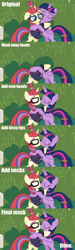 Size: 458x1532 | Tagged: safe, artist:superedit, edit, edited screencap, imported from derpibooru, screencap, moondancer, twilight sparkle, alicorn, pony, unicorn, amending fences, season 5, bedroom eyes, bipedal, blue mane, bush, clothes, comic, cute, cutie mark, daaaaaaaaaaaw, dancerbetes, discovery family, discovery family logo, duo, eyes closed, female, floppy ears, glasses, grass, hnnng, horn, hug, kiss edit, kiss on the lips, kissing, lesbian, logo, long mane, mare, multicolored mane, outdoors, pink mane, purple mane, red mane, shipping, smiling, spread wings, sweater, sweet dreams fuel, tail, the great and powerful superedit, tutorial, twiabetes, twidancer, twilight sparkle (alicorn), wings