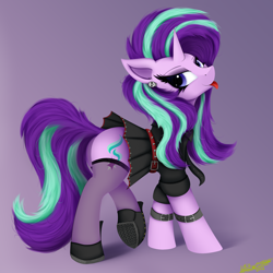 Size: 4000x4000 | Tagged: safe, artist:ser-p, imported from derpibooru, starlight glimmer, pony, unicorn, :p, absurd resolution, butt, clothes, edgelight glimmer, female, glimmer glutes, lidded eyes, mare, plot, quadrupedal, solo, stockings, thigh highs, tongue out