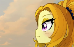 Size: 704x448 | Tagged: safe, editor:luckreza8, imported from derpibooru, adagio dazzle, human, equestria girls, afternoon, ai content, ai generated, anime, cloud, female, generator:pinegraph, happy, remake, sky