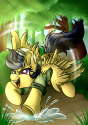 Size: 1920x2716 | Tagged: safe, artist:julunis14, imported from derpibooru, daring do, pegasus, pony, clothes, female, hat, mare, open mouth, solo, wings