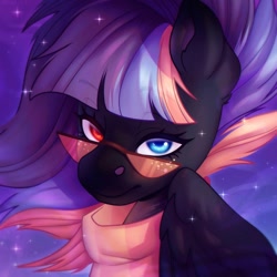 Size: 1500x1500 | Tagged: safe, artist:sadelinav, imported from derpibooru, oc, oc:evening gaze, pegasus, pony, female, heterochromia, mare, solo, sunglasses