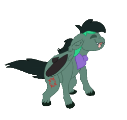 Size: 611x576 | Tagged: safe, alternate version, artist:euspuche, imported from derpibooru, oc, oc only, oc:target strike, bat pony, alternate character, animated, bandana, bat pony oc, commission, dance 'til you're dead, dance till you die dog, dancing, ear piercing, earring, fangs, gif, jewelry, piercing, simple background, solo, transparent background, ych result