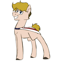 Size: 900x900 | Tagged: safe, artist:fuckomcfuck, imported from derpibooru, oc, oc only, oc:stars and stripes, earth pony, pony, cape, clothes, fangs, simple background, solo, transparent background