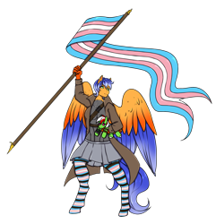 Size: 1446x1500 | Tagged: safe, artist:natt333, imported from derpibooru, oc, oc:solar aura, oc:wandering sunrise, anthro, pegasus, clothes, commissioner:solar aura, plushie, pride, pride flag, simple background, socks, solo, striped socks, transgender, transgender pride flag, transparent background