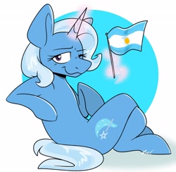 Size: 2048x1998 | Tagged: safe, artist:crookedbeetles, edit, editor:thomas senko, imported from ponybooru, trixie, argentina, argentina flag, flag