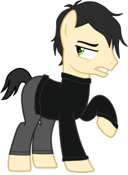 Size: 2140x2907 | Tagged: safe, artist:edy_january, edit, imported from derpibooru, vector edit, oc, oc only, oc:andrew, earth pony, pony, base, base used, clothes, free to use, goth, gothic, green eyes, link in description, long pants, male, parody characther, simple background, solo, stallion, steam (software), sweater, the coffin of andy and leyley, transparent background, vector