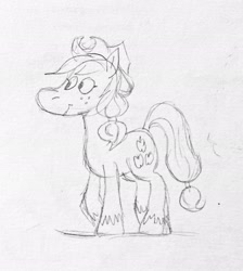 Size: 1838x2048 | Tagged: safe, artist:horsewizardart, imported from derpibooru, applejack, earth pony, pony, female, grayscale, mare, monochrome, pencil drawing, sketch, solo, traditional art