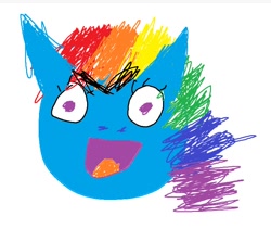 Size: 758x675 | Tagged: safe, artist:picssnep, imported from derpibooru, rainbow dash, pony, 1000 hours in ms paint, ms paint, open mouth, satire, simple background, solo, stylistic suck, white background